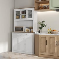 gefayluo Kitchen Pantry Storage Cabinet with Microwave Stand, Freestanding Buffet with Hutch