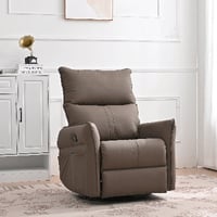 Red Cloud 270° Power Swivel Rocker Recliner Chair, Electric Glider Reclining Sofa With USB Ports, PU Faux Leather Power Swivel Glider, Rocking Chair,Nursery Rec