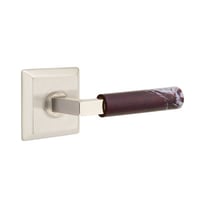 Emtek Select Privacy Leverset w/ Quincy Rosette & L-Square Stem, Rosso Levanto Marble Lever (CF)