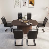 Brayden Studio® MDF Dining Table And PU Armless Dining Chair Set, Assemble Desktop And Metal Leg Dining Chair Set, Suitable For Home&Kitchen