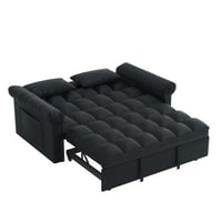 Everly Quinn Loveseats Sofa Bed with Pull-out Bed,Adjsutable Back-Black
