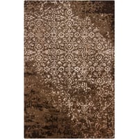 Williston Forge Knightsville Authentic Hand Tufted Wool Abstract Brown Beige Area Rug