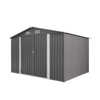 COFVIAL 10 X 8 FT Outdoor Storage Shed, Large Metal Storage Shed, Lockable Door And Air Vent, Clear Window Garden Tool Shed For Bicycles, Tools, Lawnmowers, B