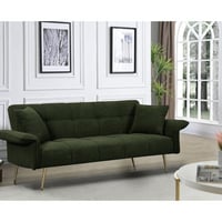 Ebern Designs 70.1" Double Bed In Velvet - Brown Wood Frame, Foldable , 2 Seat, Medium-soft Seat Futon With Adjustable Velvet, Easy Assembly, For Small Spaces