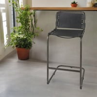 Williston Forge 35" Brown and Black Leather and Metal Bar Chair