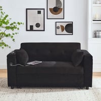 Latitude Run® 54" Pull-Out Sleeper Sofa Bed with Storage and Side Pockets, Adjustable Backrest and Lumbar Pillow