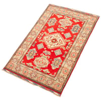 World Menagerie One-of-a-Kind Sylvia Hand-Knotted 2010s Uzbek Gazni Red/Beige 3'9" x 5'11" Wool Area Rug