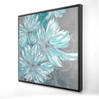 Begin Edition International Inc. Three Little Abstract Blue Flowers - Framed Canvas for Bedroom