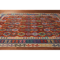Dakota Fields All-Over Geometric Wool Kilim Oriental Area Rug 8x12