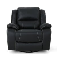 LOONGFIELD 39" Wide Faux Leather Manual Swivel Standard Recliner