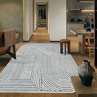 Bokara Rug Co., Inc. Novelty Handwoven Area Rug in Navy/White