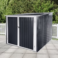 Wovilo Galvanized Steel Outdoor Bike Shelter, 4-bike Capacity, To Harsh Environments, Grey Storage Shed, Strong And Long-lasting,