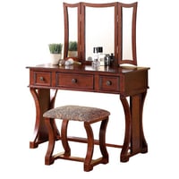 Bloomsbury Market Modern Bedroom Furniture Vanity , Apple , Cushioned Stool, Veneer Color, Rustic Style, Pine Wood,