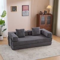 Latitude Run® Convertible Floor Sofa Bed With Pillow Support - Compression Corduroy Futon Couch For Living Room, Bedroom & Small Spaces