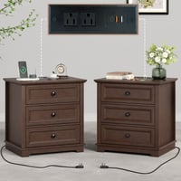 Red Barrel Studio® 3-Drawer Beattie Sets with Storage and Built-in Outlets