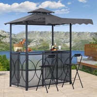 ABCCANOPY 6.4 Ft. W X 6.8 Ft. D Steel Bar Grill Gazebo With 2 Folding Chairs