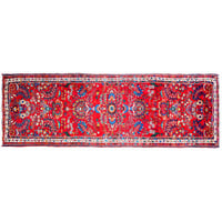 Isabelline Beatric One-of-a-Kind 3'3" x 9'10" 1970s Area Rug in Red/Blue