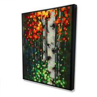 Begin Edition International Inc. Birch with Two-Tone Leaves - Orange Trees Framed Canvas Decor