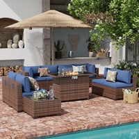 Hermes 8-Person Outdoor Seating Group with Fire Pit Table & Coffee Table