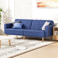 Latitude Run® Hasegawa Futon Sofa Bed With Adjustable Backrest, Futon Couch Loveseat Sofa With Wood Frame For Living Room