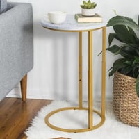 Mercer41 C-Shaped End Table With Adjustable Height, Sturdy And Space-Saving Side Table For Living Room, Bedroom, Or Small Spaces, Easy To Assemble And Maintain