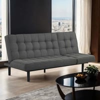 Latitude Run® Futon Sofa Biscuit Tufting Seat Back 1Pc Sofa Adjustable Headrest Converts To Chaise Couch