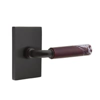 Emtek Select Privacy Leverset w/ Rectangular Rosette & R-Bar Stem, Rosso Levanto Marble Lever (CF)