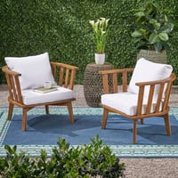 Lark Manor™ Outdoor Acacia Wood Patio Club Chair Set of 2