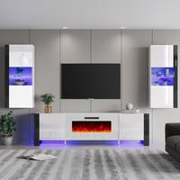Wade Logan® Bhhatu Entertainment Center for TVs with Electric Fireplace Included