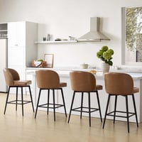 Wade Logan® Brendaly Swivel Counter & Bar Stool (Set of 4)-Faux leather