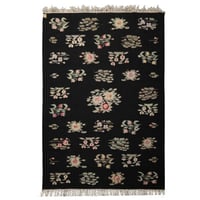 Canora Grey 6x9 Hand Woven Wool Black Sage Kilim Traditional Rug