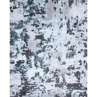 Bokara Rug Co., Inc. Camouflage Hand-Knotted Wool/Viscose Area Rug in Dark Gray/Light Blue