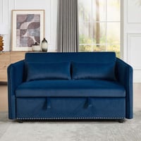 Ebern Designs Convertible Sleeper Futon Sofa Bed, 55" Velvet Small Loveseat Lounge Couches with 2 Pillows