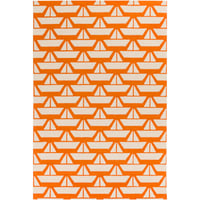 Breakwater Bay Huntington Geometric Hand Hooked Wool Orange/Beige Area Rug