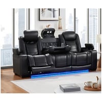 Brayden Studio® M#257, 86" Wide Water Resistant Power Recliner Sofa With The Adjustable Headrest, Drop-Table, Storage In Each Arm, Cupholder & Reading Lights