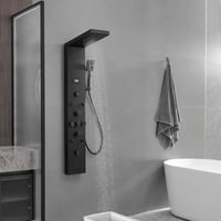 Greenspring Dual 5-In-One 8-Jet Shower Panel Tower System With Rainfall Waterfall Shower Head, And Massage Body Jets In Matte Black