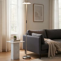 Benjara Floor Lamp With LED Torchiere, Touch Dimmer, 70 Inch Brushed Steel