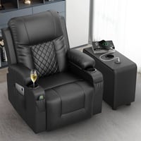 Latitude Run® Lannah Faux Leather Recliner Massage Chair, Swivel Rocker Recliner with 360° Rotate & 125° Reclining Rocking Chair With Two Cup Holders for home
