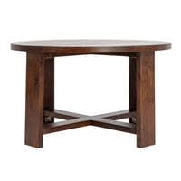 Millwood Pines Elysa Elegant Acacia Trestle Round Coffee Table