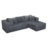 Ivy Bronx 105" L-Shaped Modular Compression Sofa, Chenille Upholstery, All-Foam Structure (No Springs), 6 Pillows, Vacuum-Packed, Space-Saving for Living Room,