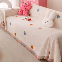 JINXI Dopamine Sofa Towel Anti Cat Scratch Full Set Of Fabric, Cloud Like Soft And Warm, Tassel Light And Luxurious, All Season Machine Wash