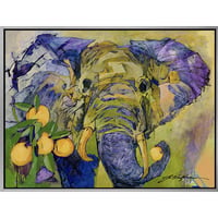 NIFAO Elephant and Oranges , limited edition giclee by Yuval Wolfson , 30x24 framed