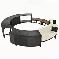 Latitude Run® Spa Surround Spa Frame Patio Rattan Sofa Set with Storage Spaces Mini Sofa and Comfortable Cushion for Patio,