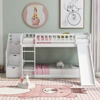 Harper&Bright Designs Bunk Bed With Storage Stairs And Slide