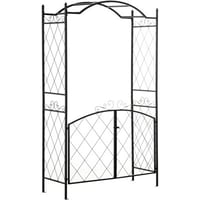 CUSTOM BUILT-IN VACUUM SYSTEMS Garden Arch Arbor, Metal Arch Trellis With Gate, Garden Archway For Climbing Vines, Wedding Ceremony Decoration, Black