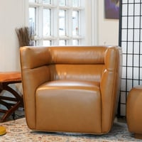 Latitude Run® Kowatch Elegant Modern Leather Barrel Swivel Chair