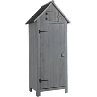 eleuo Outdoor Storage Cabinet Solid Wood Stylish Grey Ideal For Garden Tools
