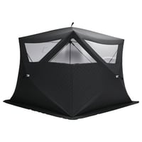 AMERLIFE Outdoor Portable Wood-Burning Sauna Tent For 4-6 Persons, 8.2′ × 8.2′ × 6.7′, Grey Oxford Cloth With Carbon Steel Stove & Stone