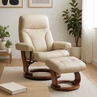 Red Barrel Studio® Mélaniee 32" Wide Leather Match Manual Swivel Standard Recliner with Ottoman
