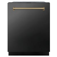 ZLINE Autograph Edition 24 in. Monument Series Top Touch Control Tall Tub Dishwasher in Black Stainless Steel W/ Champagne Bronze Handle, 45dBa (DWMTZ
